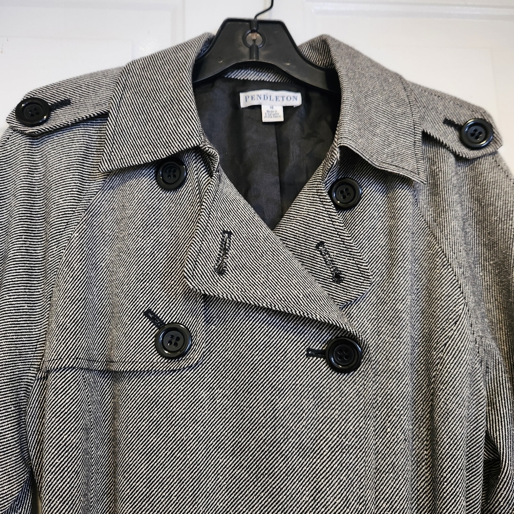 Pendleton Tweed Double-Breasted Short Jacket Tren… - image 3